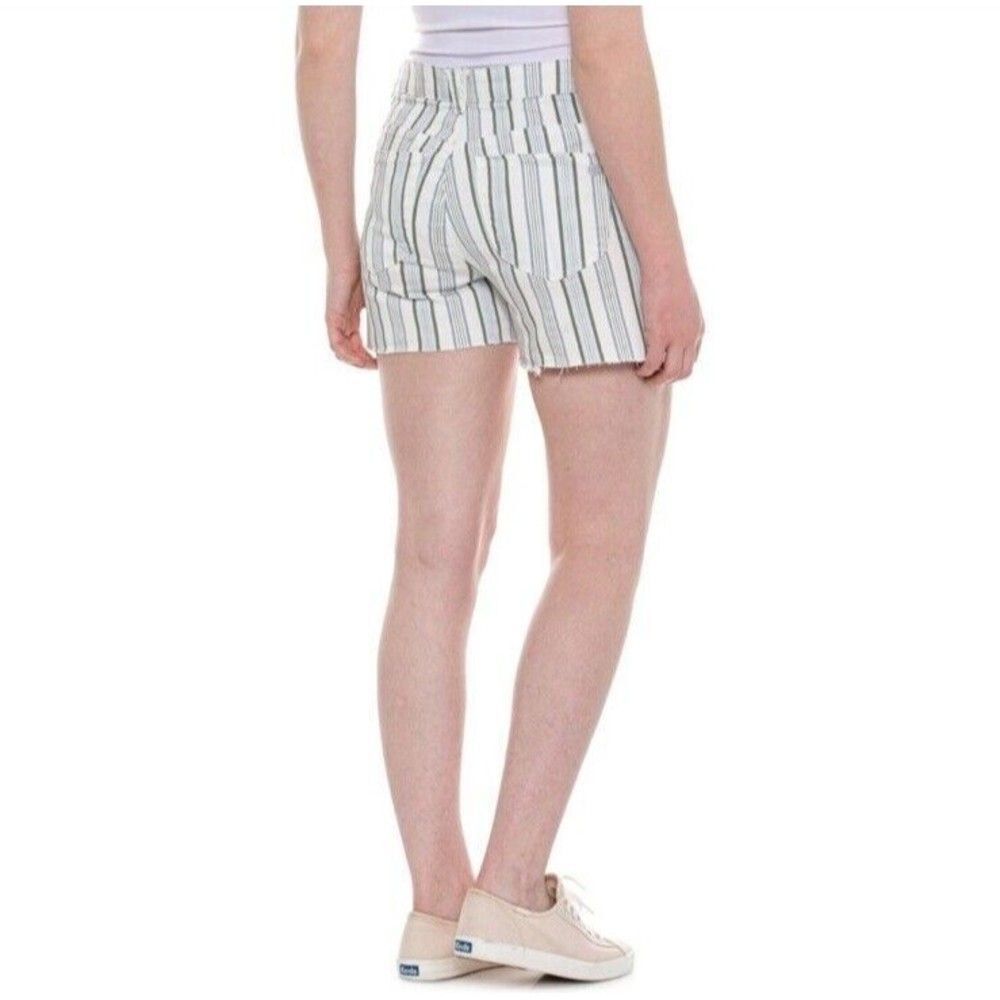 NEW Democracy Shorts Womens Size10 Cream Striped Ab Solution Mom Denim Jean - Picture 2 of 16